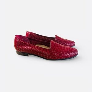 Red Woven Leather Trotters Liz Loafers